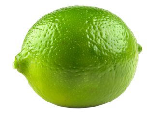Vivid close-up of a freshly cut lime slice with glistening juice droplets .