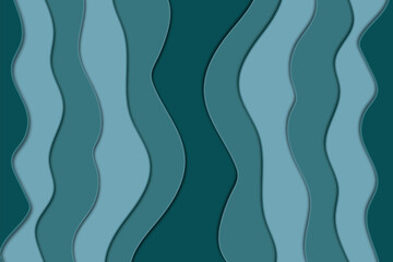 Multi layers blue color texture 3D papercut layers in gradient vector banner. Abstract paper cut art background design for website template. Topography map concept or smooth origami paper cut