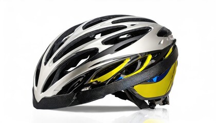 Fototapeta premium Closeup mountain bike bicycle helmet isolated on white background