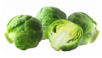 Obraz premium Fresh Brussels sprouts isolated on white background. top view 