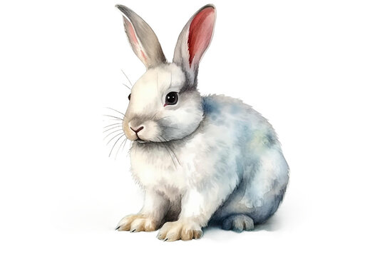 bunny white watercolor bakground easter rabbit