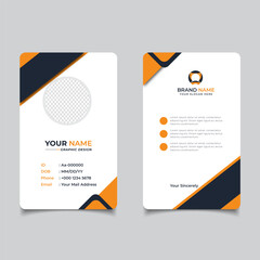 Simple Clean Yellow Id Card Design  Professional modern Identity Card Template Vector Design