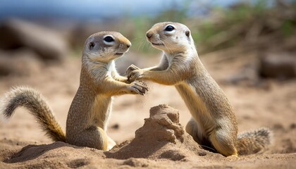 Fototapeta premium European ground squirrel on green meadow.
