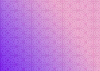 麻の葉模様　桃×紫グラデーション