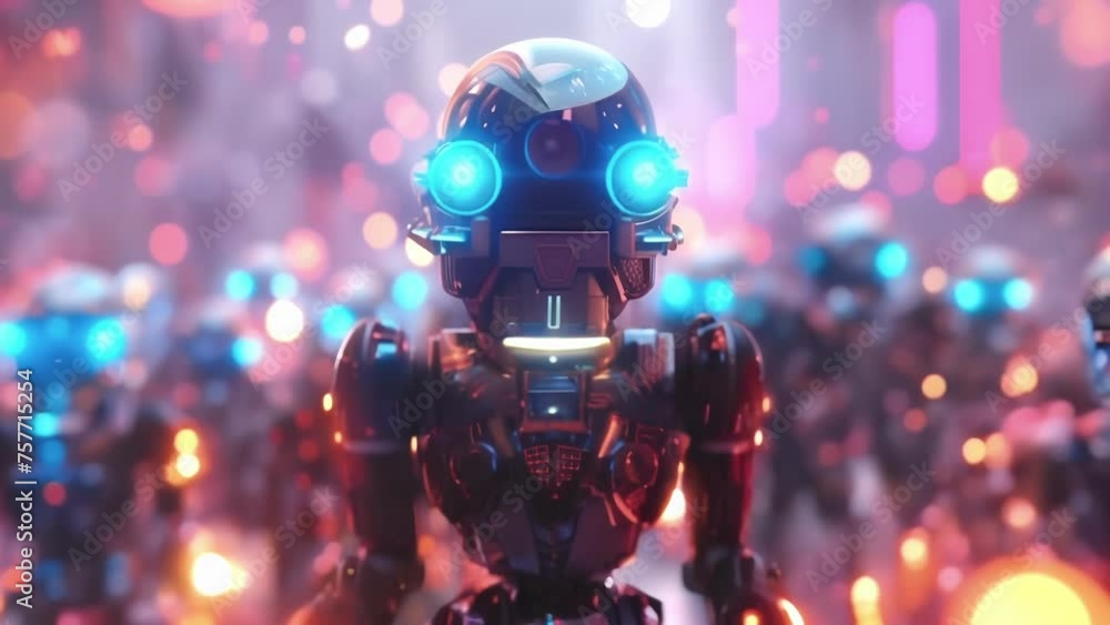 Poster a closeup of a tiny highlydetailed mecha figure decorated with intricate circuitry and glowing blue 