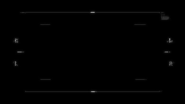 Futuristic glitch HUD aim. Cyberpunk style distorted HUD screen. Tech user interface screen for game, movie, sci-fi, drone footage, VR etc. Video overlay template. Cyber, tech concept.