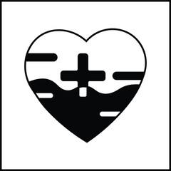 Obraz premium vector design illustration of a heart and blood silhouette in black and white. suitable for logos, icons, posters, advertisements, banners, companies, t-shirt designs, stickers,&nbsp;websites.