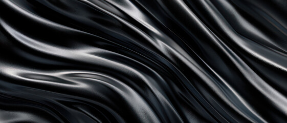 Black abstract wavy liquid background - obrazy, fototapety, plakaty