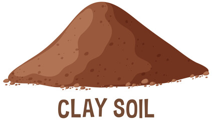 Brown clay soil pile with labeled text