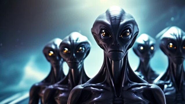 group of aliens close-up, alien creature. space dwellers. space aliens