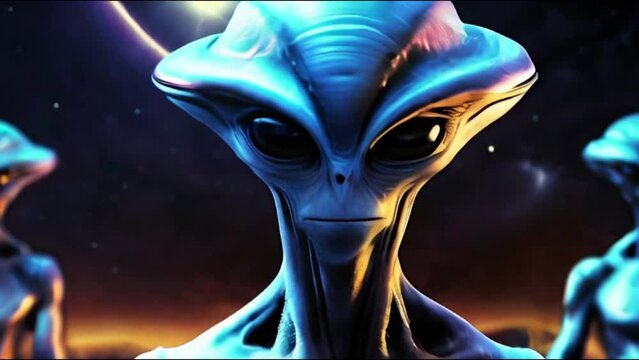 group of aliens close-up, alien creature. space dwellers. space aliens