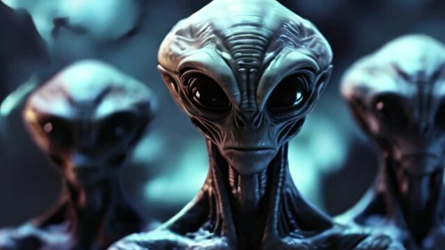group of aliens close-up, alien creature. space dwellers. space aliens