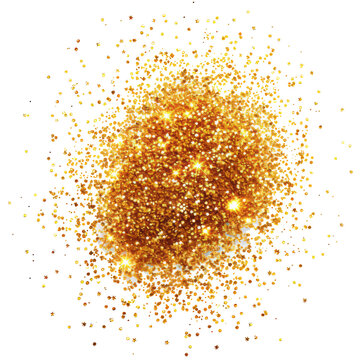 Explosion metallic gold glitter sparkle bokeh. Golden Glitter powde. isolated on transparent background With clipping path cut out. 3d render