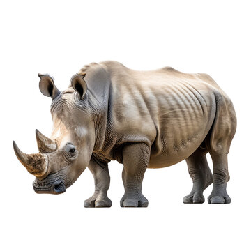 adult rhino isolated on transparent background With clipping path cut out. 3d render
