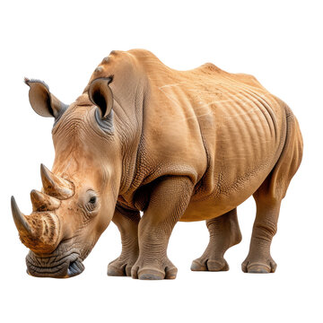 rhino isolated on transparent background With clipping path cut out. 3d render