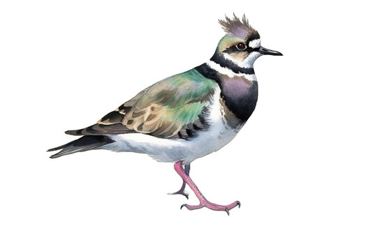 crest watercolor bird lapwing drawing