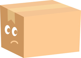 Cute box emotions. Cartoon cardboard containers characters with faces, delivery objects emojis, funny warehouse beige packaging, happy and sad