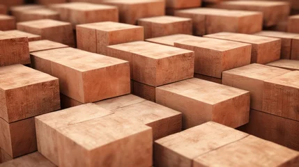 Zelfklevend Fotobehang various types of brick blocks stacked together, © venusvi