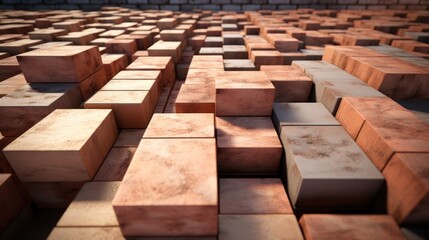 Fototapeta premium various types of brick blocks stacked together,