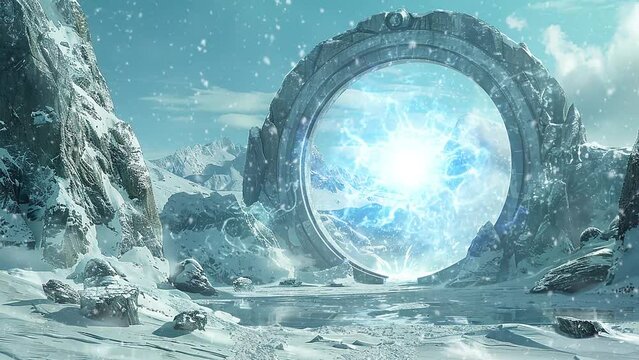arctic research outpost encounter ancient alien. seamless looping overlay 4k virtual video animation background