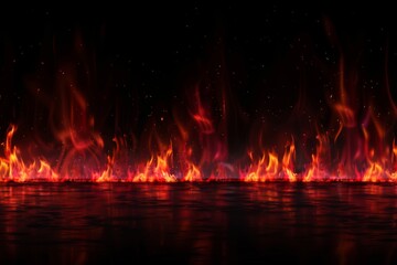 Naklejka premium Fire flames on a black background, an abstract concept of passion and energy