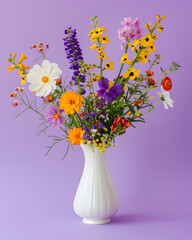 Pretty Wildflowers in a White Vintage Ceramic Vase