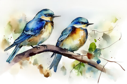 drawing birds watercolor