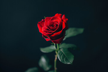 Red Rose On An Unusual Black Background For Design And Background Is Created Using Artificial Intellect