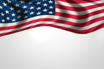Fototapeta premium American flag, stars and stripes for country with wallpaper, graphic or background with mockup space. Red, blue and white, pride and US history with Independence day celebration, event and patriotism