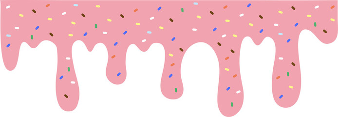 Realistic drip cream drops melt drops with sprinkles