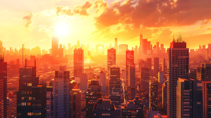 Fototapeta premium city skyline at sunset