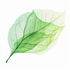 green leaf isolated on white, abstract magic green leaf on white background by generative AI.