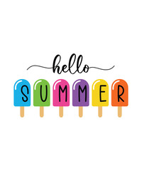 Hello summer t shirt design print template 