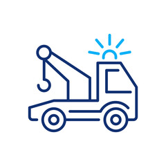 Tow truck icon. Vector illustration. Editable stroke.