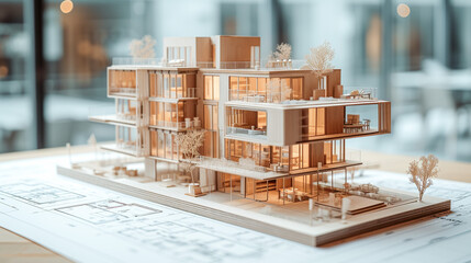 設計図と建築模型