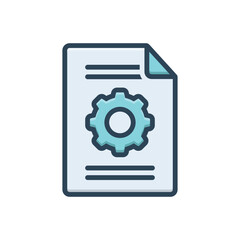 Color illustration icon for set cogwheel
