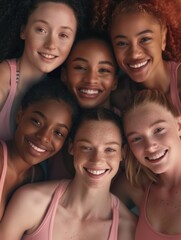 Fototapeta premium Group of women are smiling and posing for picture