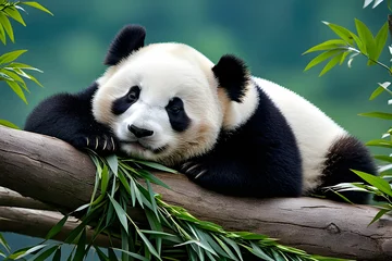 Foto op Plexiglas Sleeping giant panda baby © Nyetock