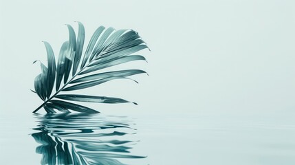 Tropical leaves placed in water on a white background, have an elegant and calming feel

