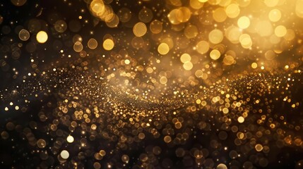 Abstract glitter background with defocused twinkly lights and golden dust, perfect for festive occasions