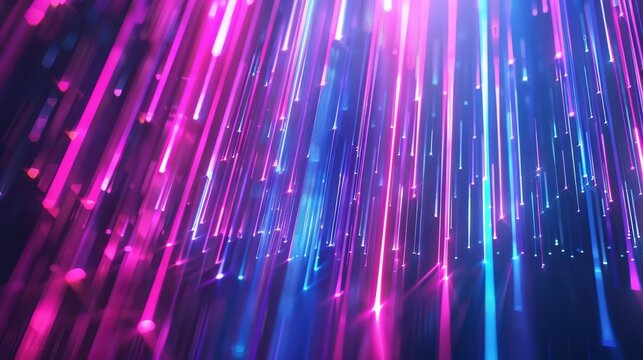 Abstract neon background with ascending pink and blue glowing lines, creating a mesmerizing and futuristic wallpaper design