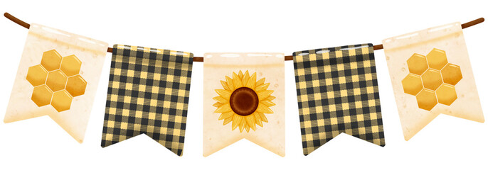 honeycomb and sunflower garland, bunting party decoration