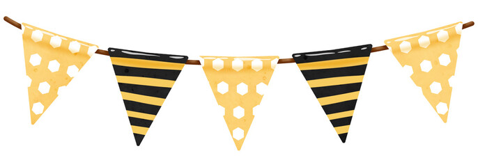Black and yellow garland, bunting party decoration
