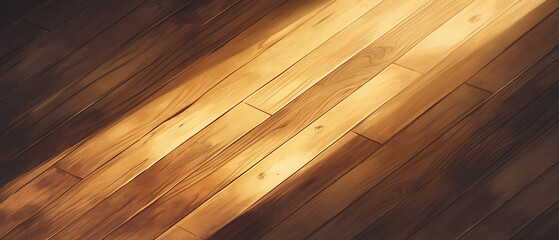 Illustration art of wooden floor bath in sun light