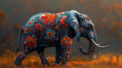 Photo sur Plexiglas Style bohème boho elephant animal illustratioboho elephant animal illustration Generative AIn Generative AI