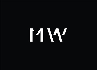 MW Letter Logo Design with Creative Modern Trendy Typography and Black Colors.
