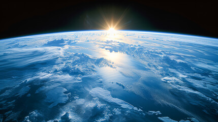 宇宙から撮影した地球の夜明け
