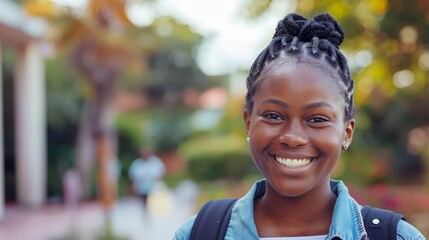 Cute black student with a successful smile, exuding confidence and happiness