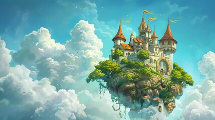 Enchanting illustration of a magical fairy tale castle, sparking the imagination and evoking a sense of wonder and adventure