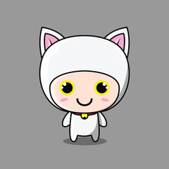 Cute Cat Character White